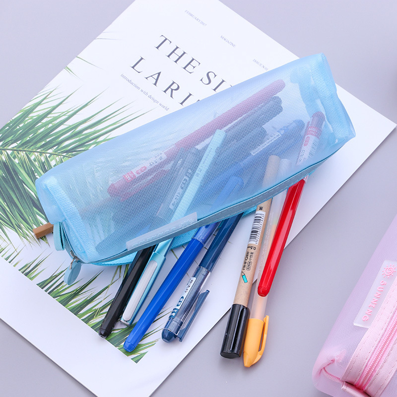 大容量網糸透明筆袋学生試験用小清新シンプル文房具収納袋鉛筆ケース文房具ケース|undefined