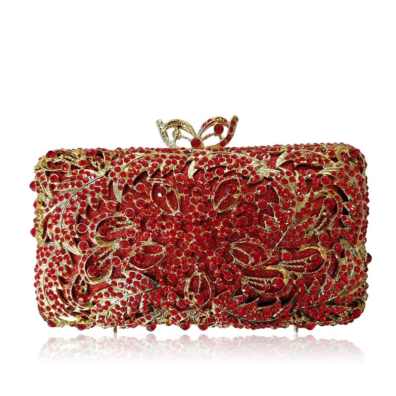 * bolsas de mano de diamantes europeos y estadounidenses bolsas de cena de cristal metálicas perforadas bolsas de novia de diamantes manuales