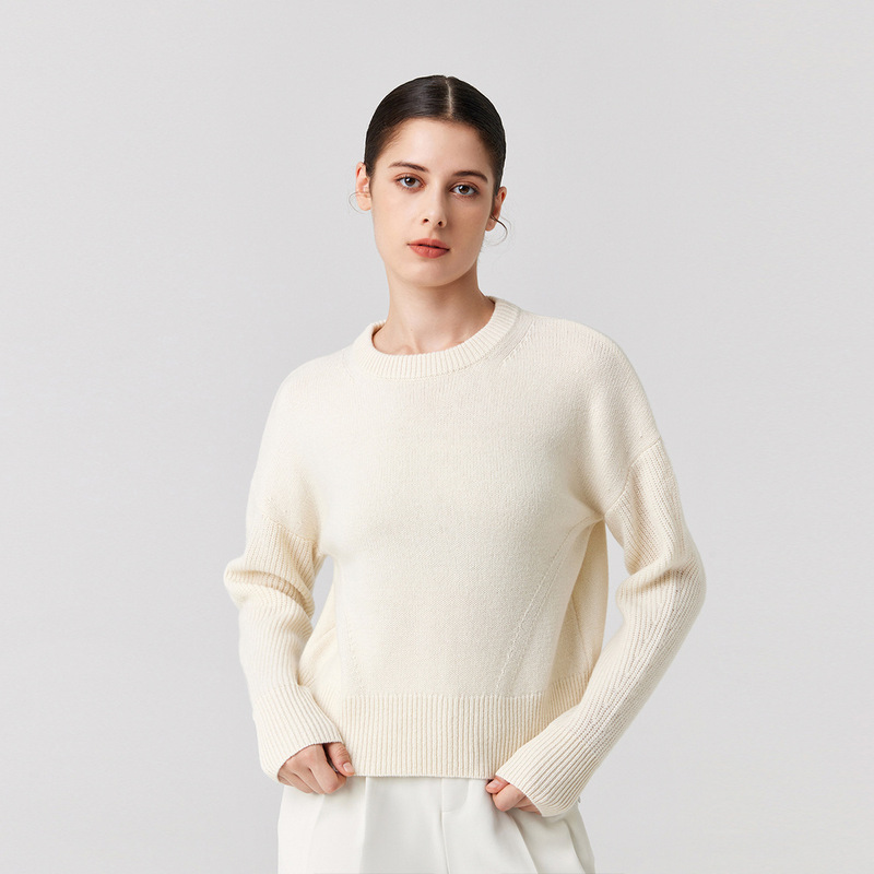 McQueen 2024 Autumn New Round Neck Heavy Cardigan Women's Pullover Loose Base Knitted Cardigan Long Sleeve Top