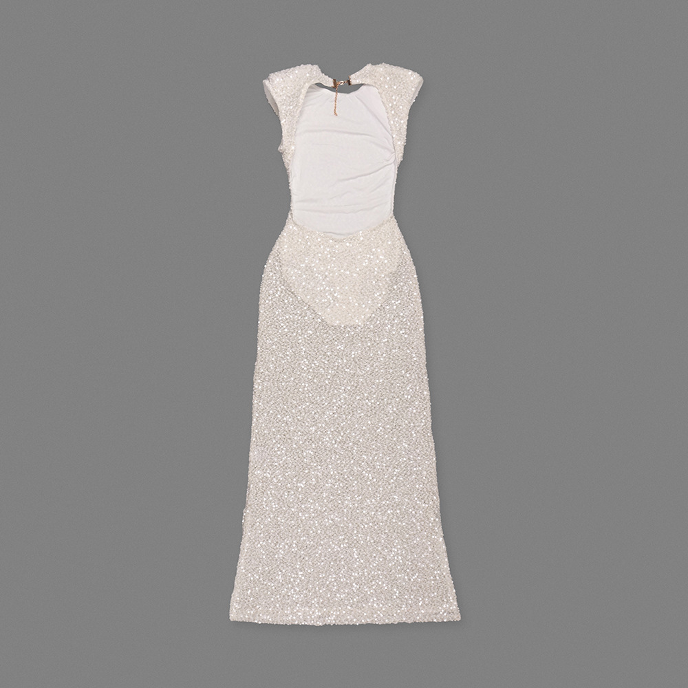 Women's Clothing Sexy Backless Oversized Shoulder Sequined Lace Bridesmaid Dress Australian Design Summer Style_ecoleips.com