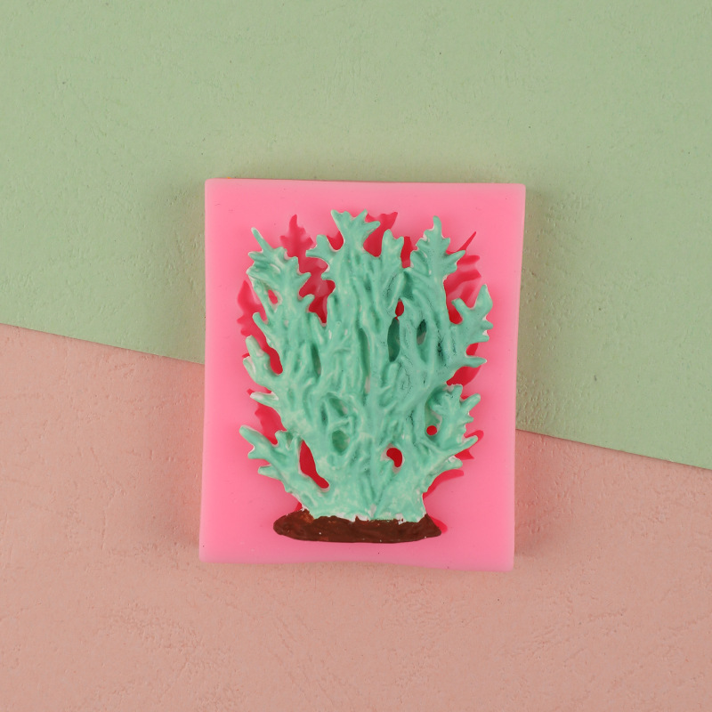 Algas marinas forma coral carámbano pastel molde DIY silicona fondant herramienta para hornear chocolate molde de silicona