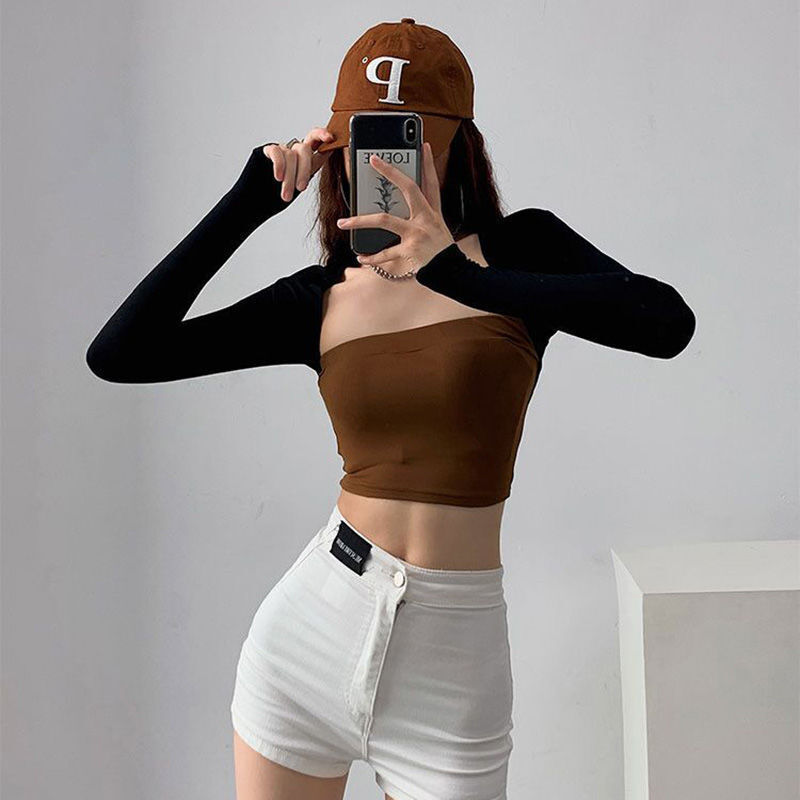 Women's Sunscreen Cardigan Short Summer New Style Small Waistcoat Ultra-thin Long-sleeved Skirt with Suspenders