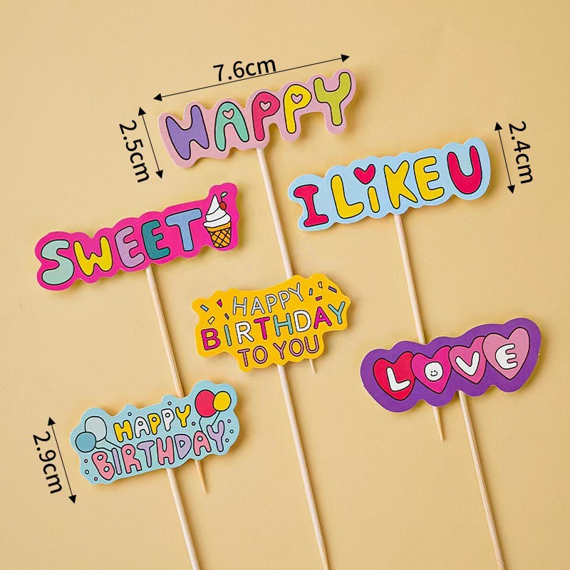 Celebritad en línea ins amor osos decoración de pastel de bandera dibujos animados HBD niños feliz cumpleaños postre vestido plugin