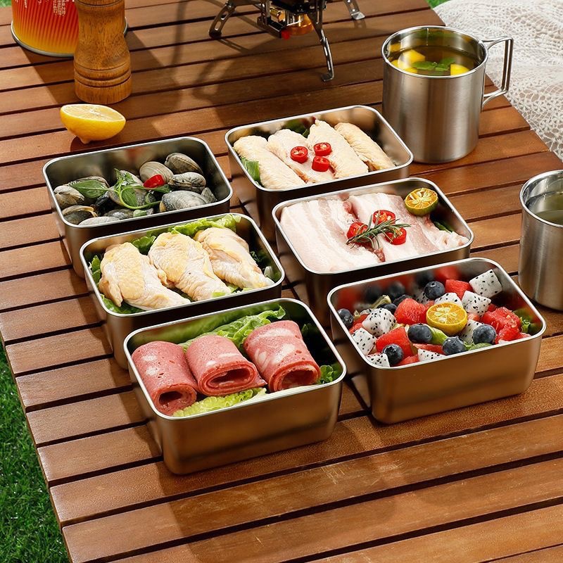 Square New Model 304 Food Preservation Box Refrigerator Storage Box for Fruits and Dishes Small Lunch Box 4