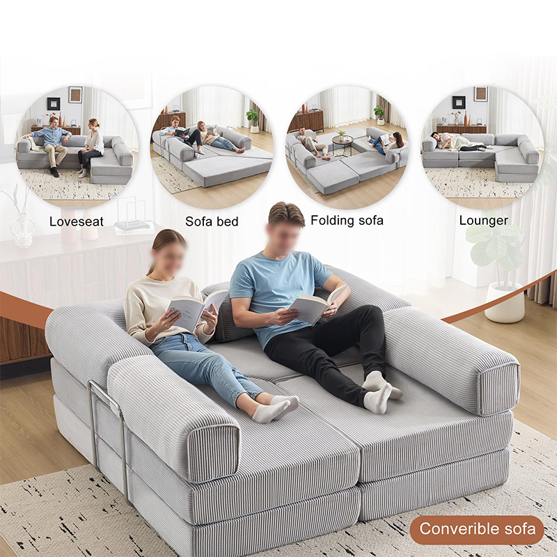 Sofá comprimido modular convertible sofá cama apartamento pequeño espacio plegable sofá tatami