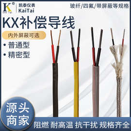 K型补偿导线热电偶测温线KX2*1带屏蔽四氟玻纤耐高温补偿电缆