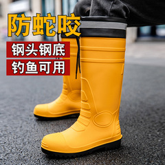 跨境钢头钢底劳保雨鞋男防砸防刺水鞋防滑胶鞋中高筒工地加厚耐磨