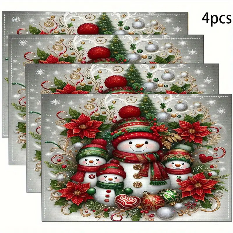temu クロスボーダー クリスマス 新しいリネン プレースマット ホリデー パーティー パーティー デコレーション カップ 防汚断熱テーブルマット|undefined