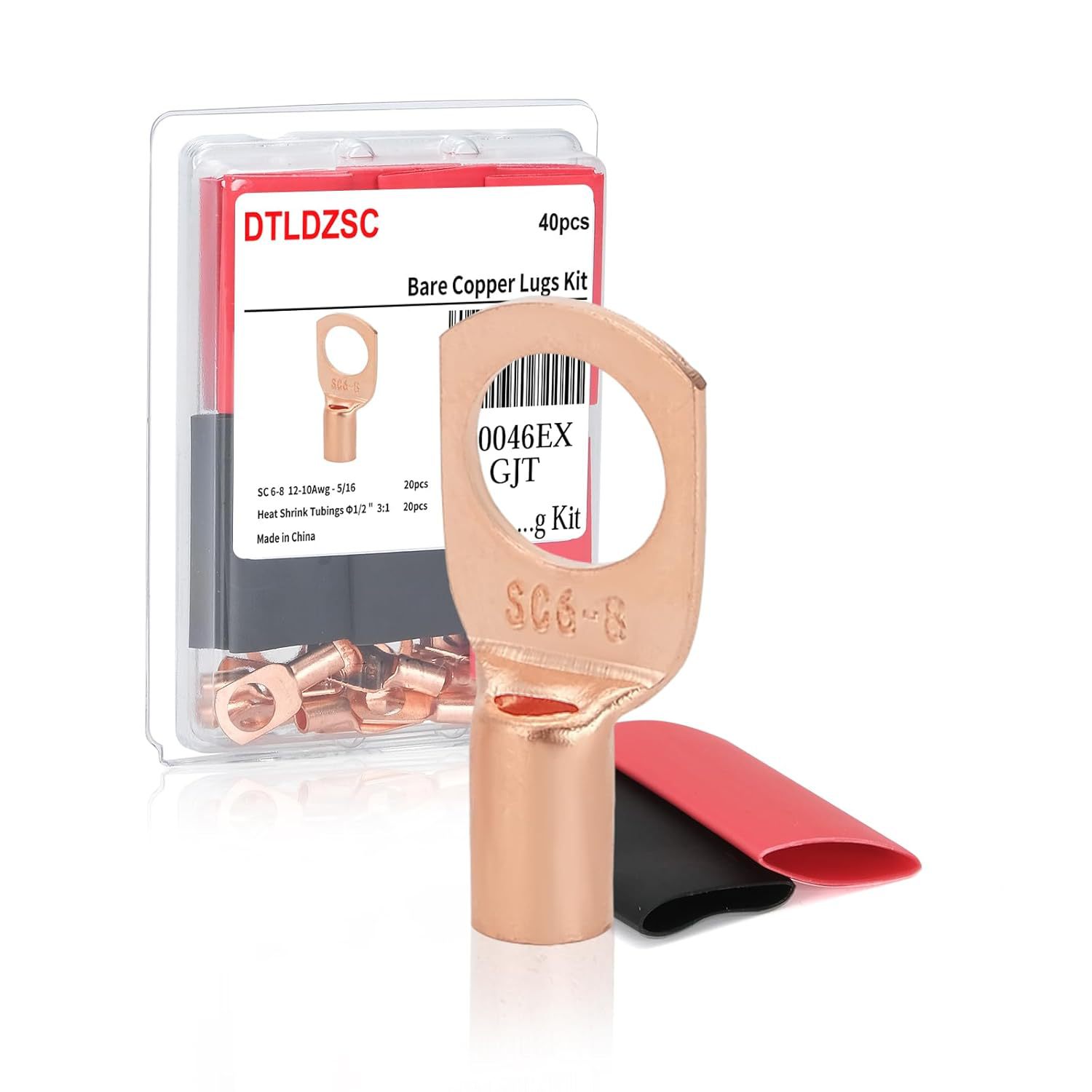 DTLDZSC Thick Copper Electric Wire Lugs,20Pcs Bare Copper Ga