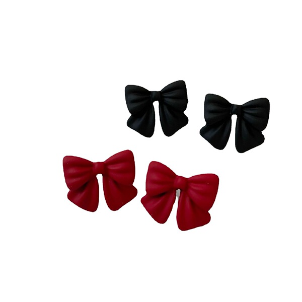 Cute black red universal earrings with bow