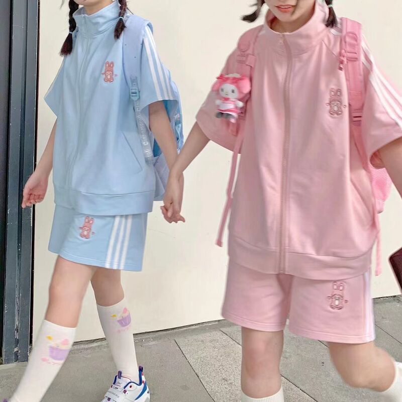 Casual Sports Suit for Women Summer New Plus Size Women's Cute Short-Sleeved Shorts Student Loose Slimming Two-Piece Set