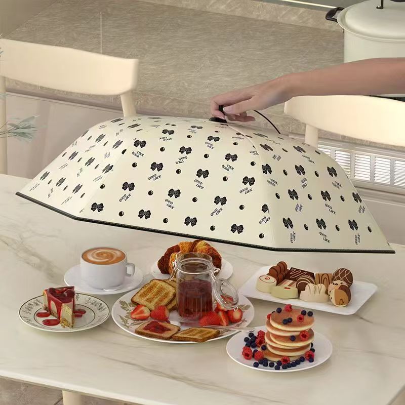 蝴蝶结款保温菜罩家用饭菜食物罩子加厚冬季保温壳折叠盖菜罩子