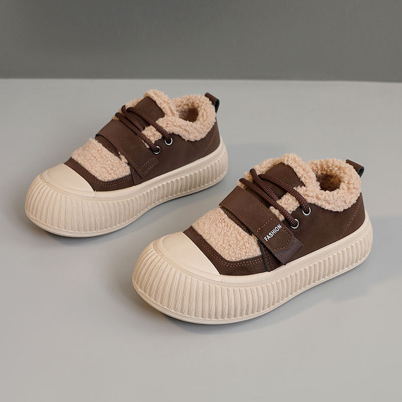 Xt102 Neue Damen-Baumwollschuhe für Herbst und Winter mit Fleecefutter, warm, schlicht, einfarbig, lässig, dicke Sohle_voghion.com