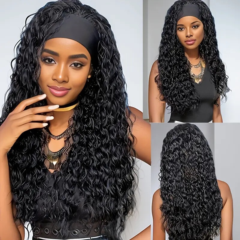 Amazon Wigs European and American Cross-Border African Small Curly Hair Extensions with Middle Parting, Long Curly Hair, High-Temperature Silk Synthetic Fiber Wigs, Direct from Manufacturer