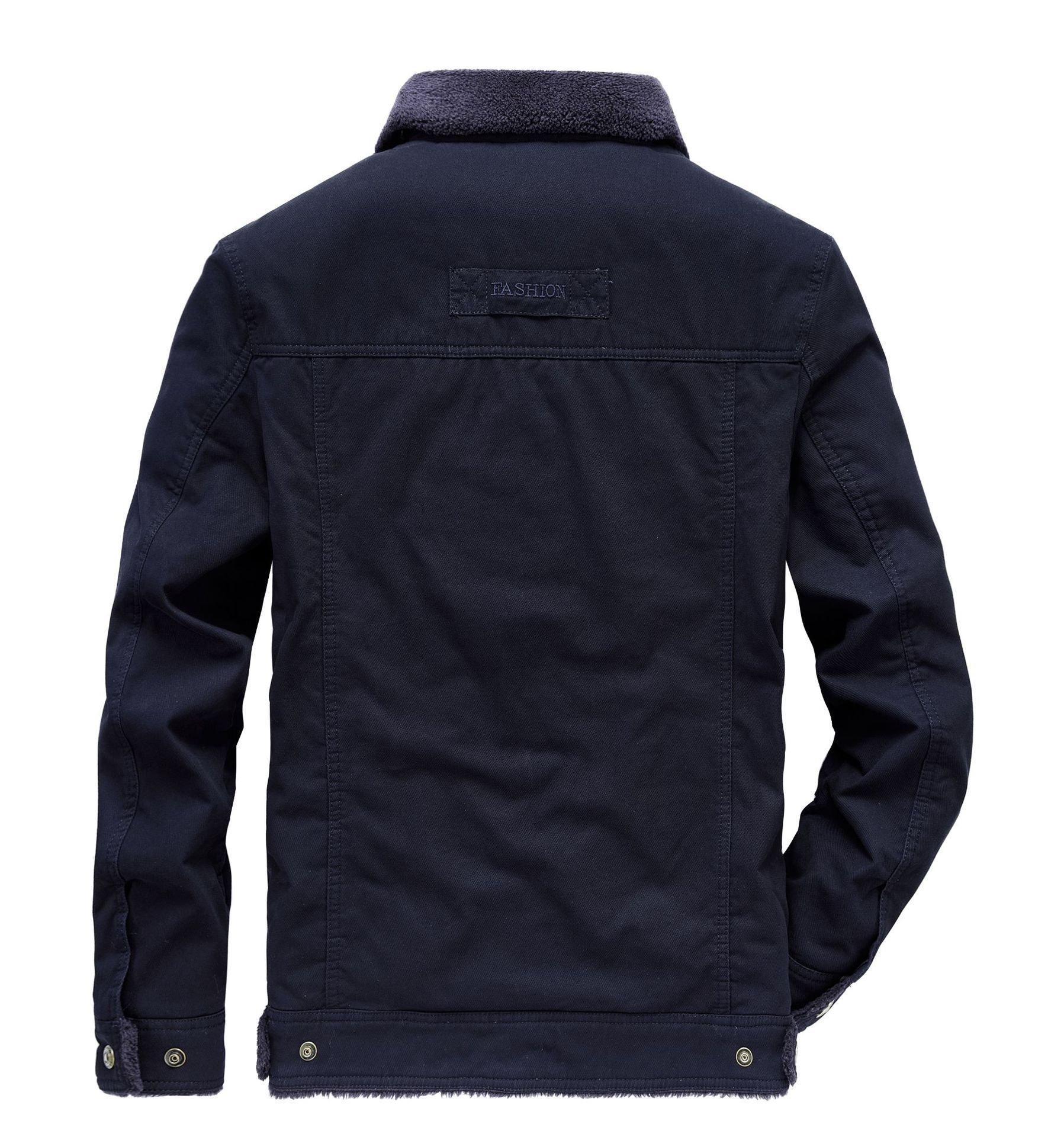 Herbst- und Papa-Outfit mit plüschiger, dicker, lässiger, lockerer Baumwolljacke für Männer mittleren Alters und warmer Winterjacke_voghion.com