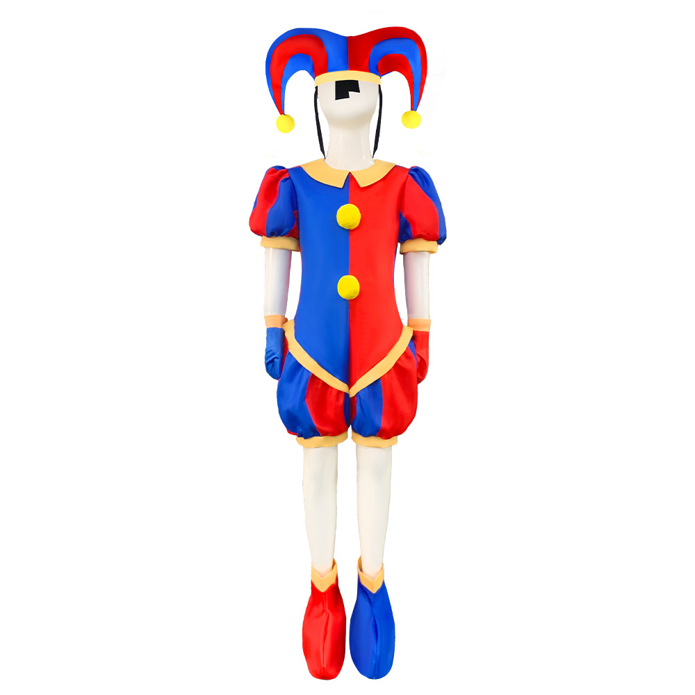 Traje de Payaso 5cos para Circo Transfronterizo, Disfraz de Pomni para Actuación, Disfraz de Halloween de Pamni en Seda de Leche