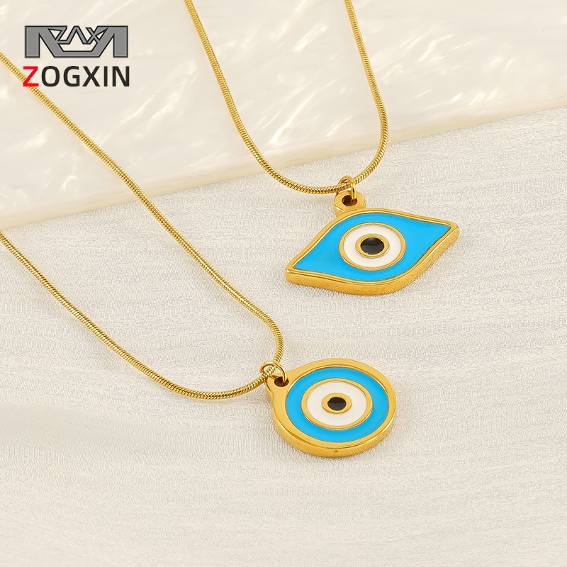 Collar de ojo de diablo de acero de titanio transfronterizo femenino INS moda europea y americana diseño de nicho ojo colgante joyería cadena de clavícula
