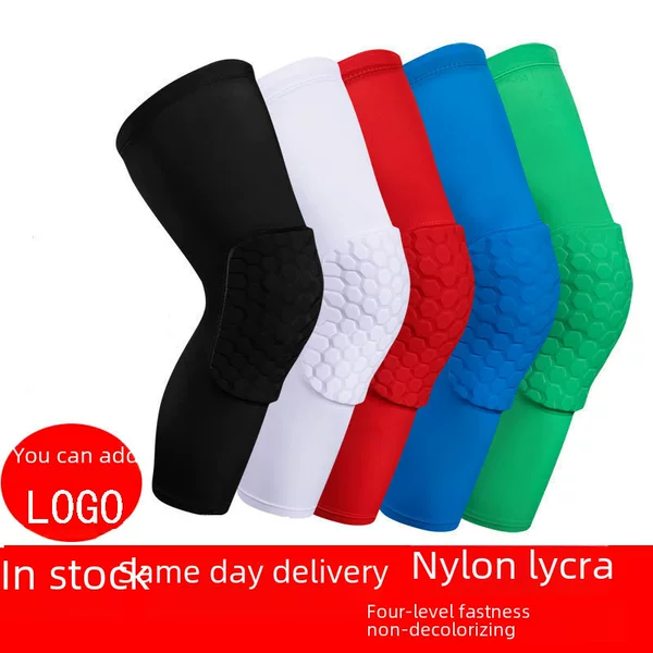 Long Knee Pads from a Source Manufacturer, Wholesale for Sports, Fitness, and Outdoor Use, Honeycomb Anti-Collision Knee Protection, Non-Slip Leg Guards