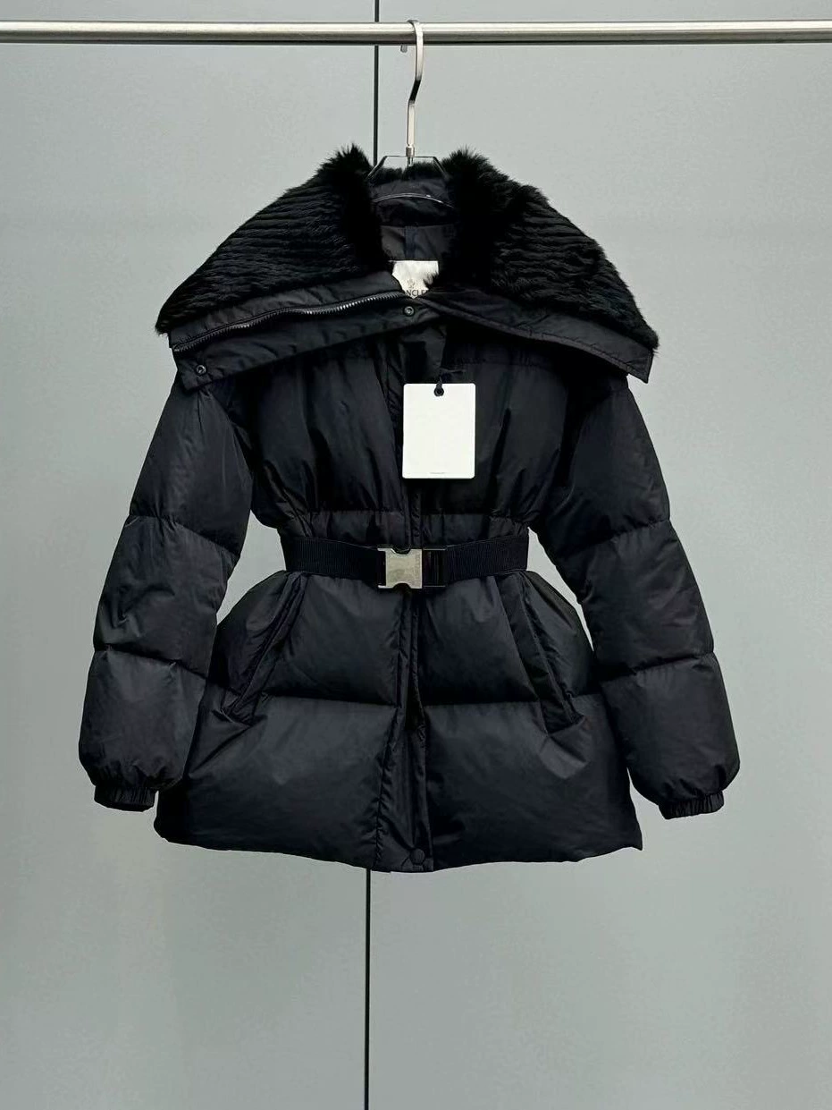 "2024 New Meng Mouth Angora Rabbit Fur Large Lapel Ant Waist Women’s Thickened Down Jacket Jacket Versatile"