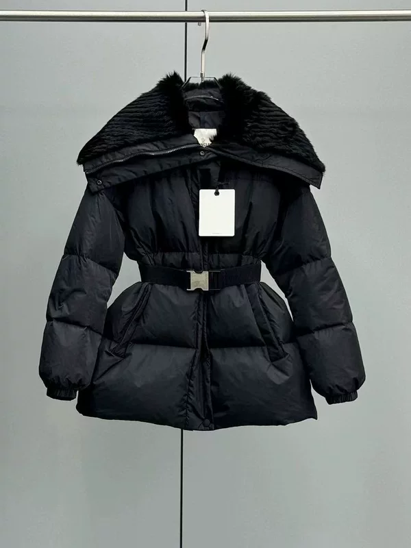 "2024 New Meng Mouth Angora Rabbit Fur Large Lapel Ant Waist Women’s Thickened Down Jacket Jacket Versatile"