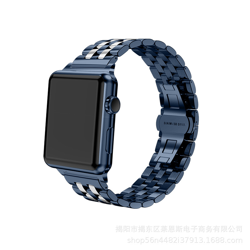 Aplicable a Apple Watch Samsung S1 Huawei nueva correa de reloj inteligente de acero inoxidable de metal de cinco cuentas