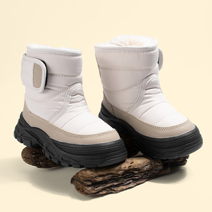 Winter Casual Children's Snow Boots, Cold-Resistant, Fleece-Lined, Thick-Soled Boots, Warm Cotton Shoes for Older Children, Boys' Outdoor Boots, Cross-Border