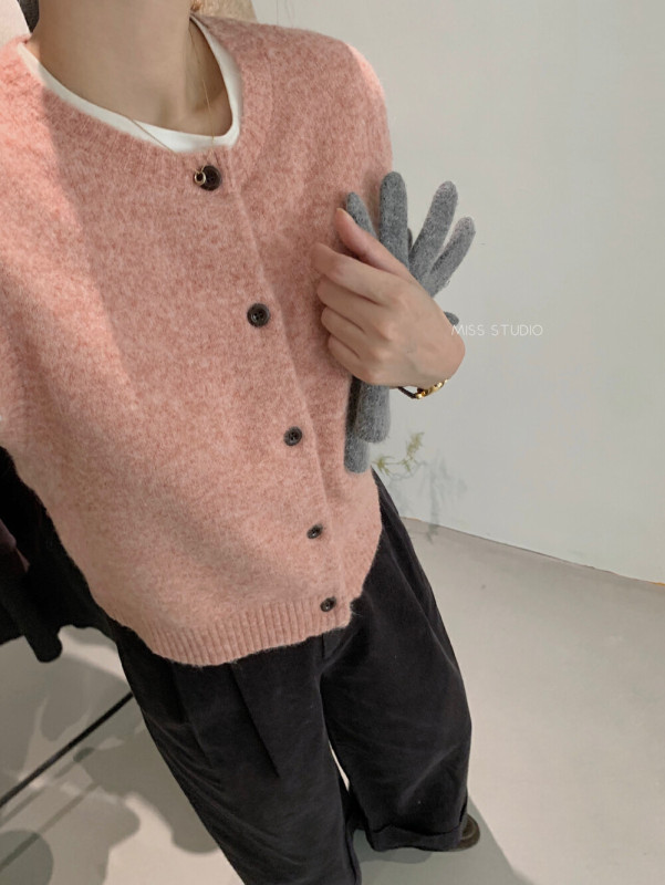【MISS密思家正品】简约百搭排扣开衫针织马甲（含30%羊毛）2219|undefined