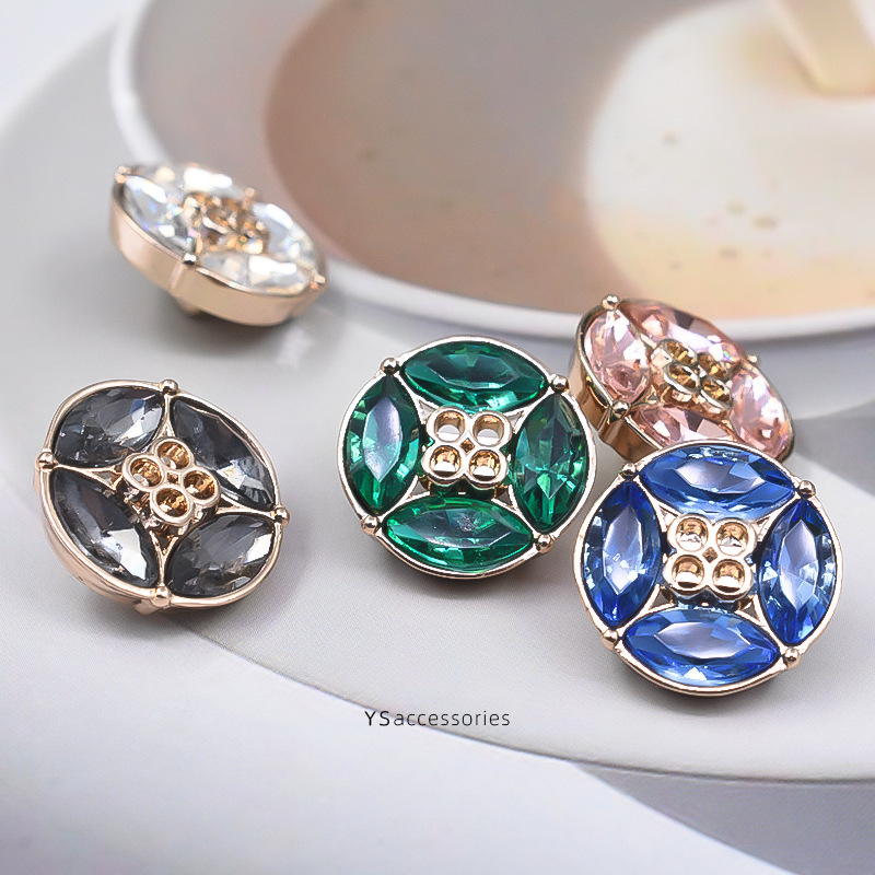 Diamond Metal Button French Women's Shirt Dress Rhinestone Button High Foot Clothing Coat Buckle Wholesale