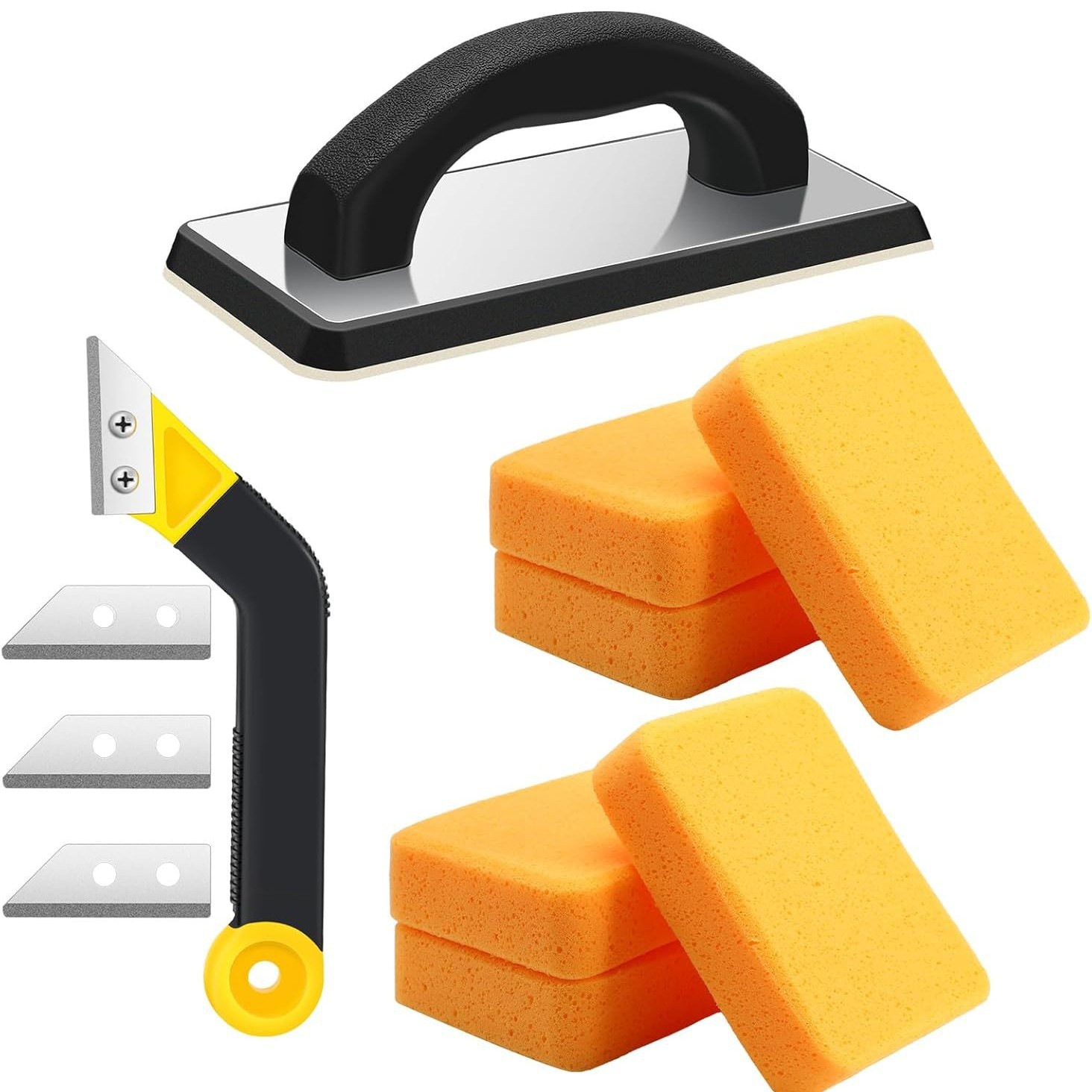 环氧彩砂填缝套装：包括刮板海绵,美缝勾刀,带刀片替换件