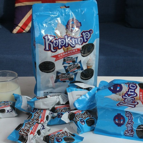 Kopknop Sandwich Cookie Ice Cream Cheese Original Small Black Cookies 408g Famous Snack Food Wholesale