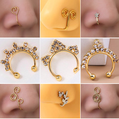 Cross-border e-commerce new style zircon nose clip, fake nose ring piercing jewelry, fashionable copper inlaid diamond personalized nose jewelry