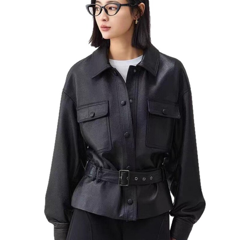 全ネットの低価格の春秋ファッションのカジュアルコートの女性の短い革の服の小さい人はゆったりしていて、痩せています。|undefined