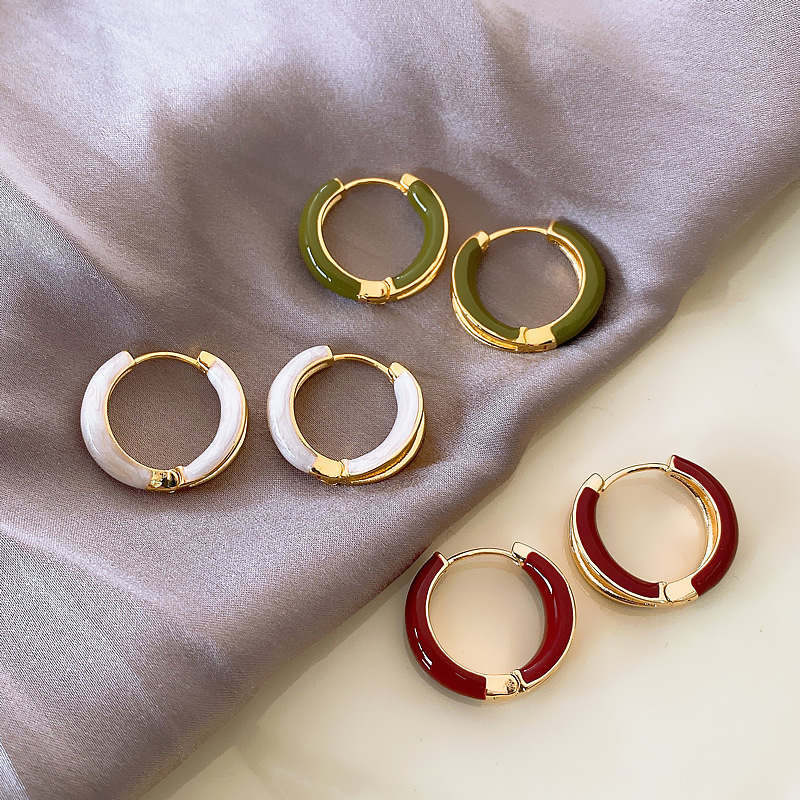 Red Oil Dropping Irregular Ear Buckle Women's South Korea New Simple All-match Earrings Niche Design Distinctive Ear Trendy