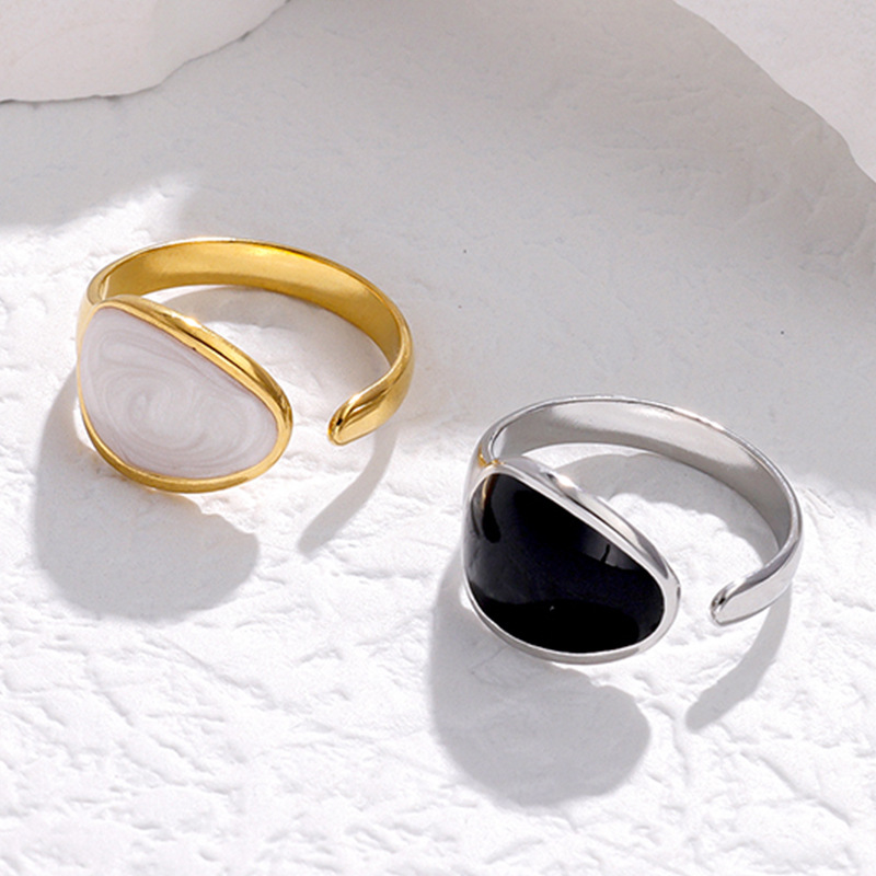 4g Weight 0.03µm-0.05µm Gold Plating Thickness PVD Coated Real Gold Plated 18K Gold Geometric 304 Stainless Steel Fashion Waterproof Non Tarnish Open Ring