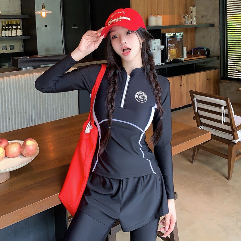 New Korean Wetsuit Women's Long-Sleeved Jellyfish Swimsuit Split Sunscreen Slimming Snorkeling Suit Women's Swimsuit