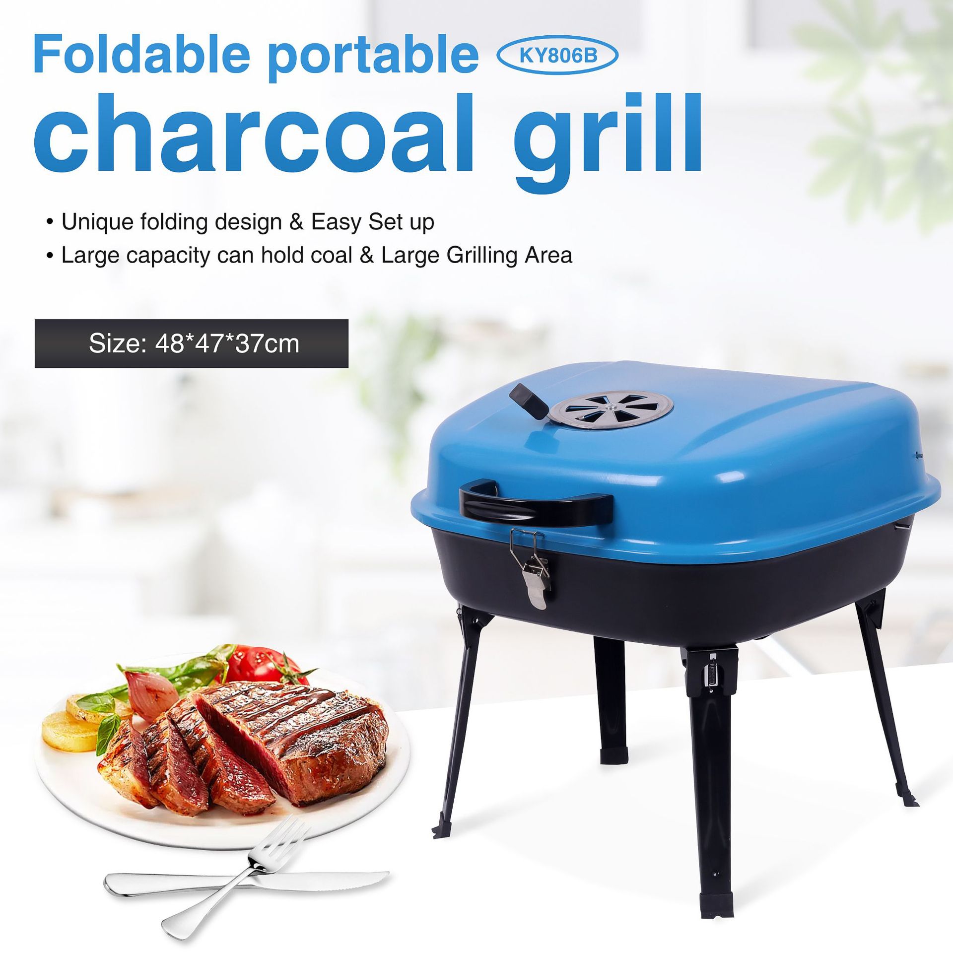 Fábrica directa portátil plegable horno de barbacoa al aire libre 5 personas carbón bbq conveniente barbacoa