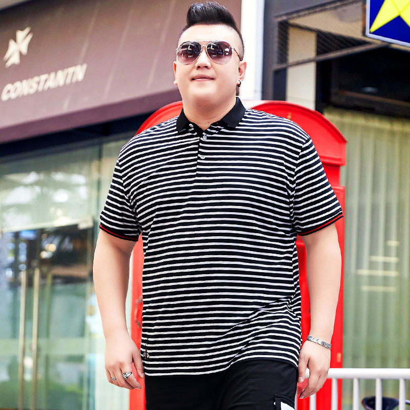 2025 New Men's Summer Plus Size Short-Sleeved T-Shirt Fat Man Half-Sleeved Stripesd T-Shirt Fat Man Top 195 2025 New Men's Summer Plus Size Short-Sleeved T-Shirt Fat Man Half-Sleeved Stripesd T-Shirt Fat Man Top 195