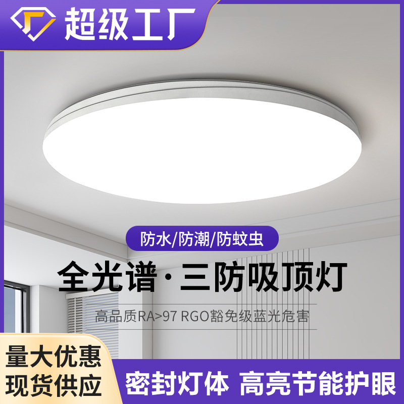 Led Three-Proof Ceiling Lamp Round Balcony Bathroom Toilet Kitchen and Bathroom Lamp Modern Eye Protection Living Room Aisle Corridor Lamp