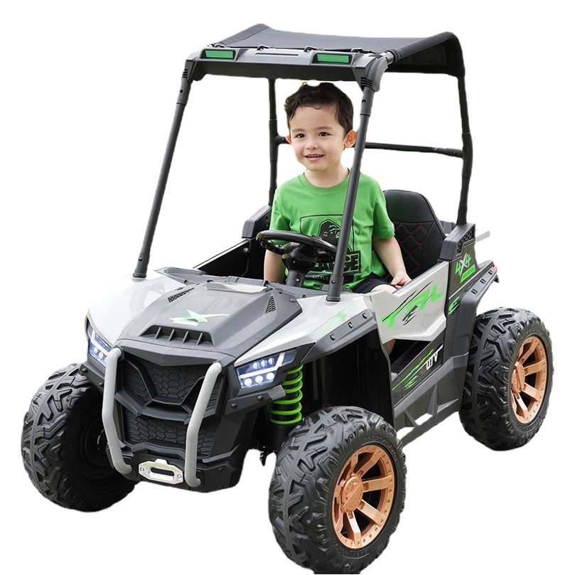 Coche eléctrico para niños con tracción en las cuatro ruedas vehículo todoterreno coche de cuatro ruedas doble convertible bebé control remoto coche de juguete coche de bebé sentado adulto