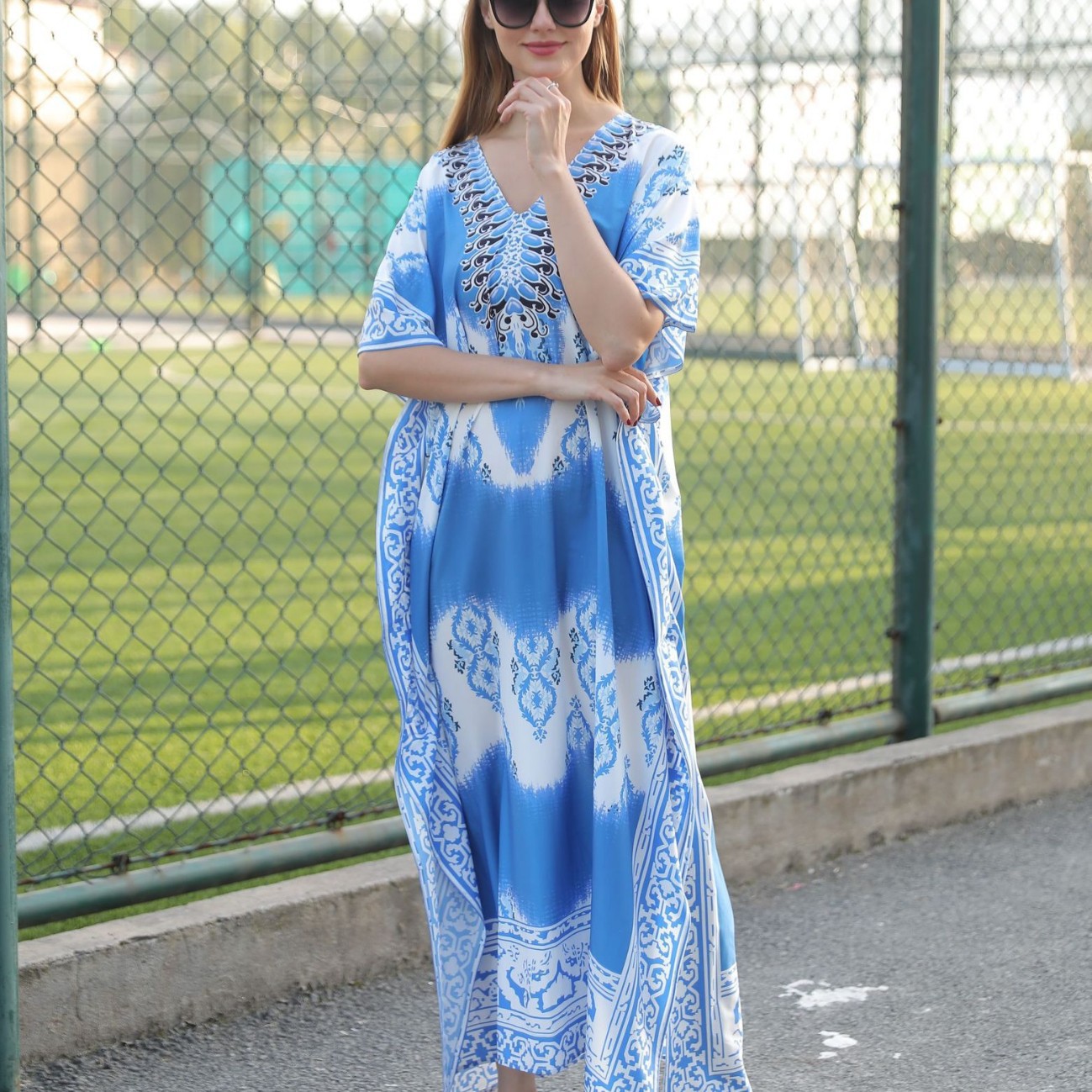 Blusa de playa europea y americana secado rápido floreciente impreso traje de vacaciones suelto bikini ropa de protección solar traje de baño femenino 5D23