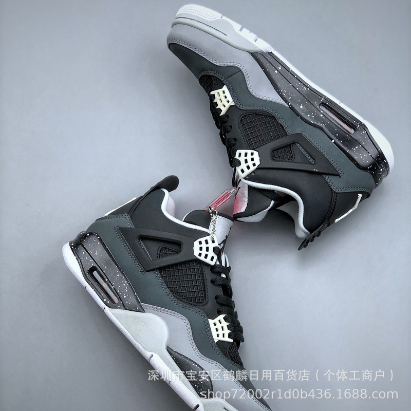 Factory Spot Aj4 High Version Oreo Basketball Shoes Balanced Support Shock-Absorbing Mid-Top Retro Men's and Women's Sports Shoes Factory Spot Aj4 High Version Oreo Basketball Shoes Balanced Support Shock-Absorbing Mid-Top Retro Men's and Women's Sports Shoes