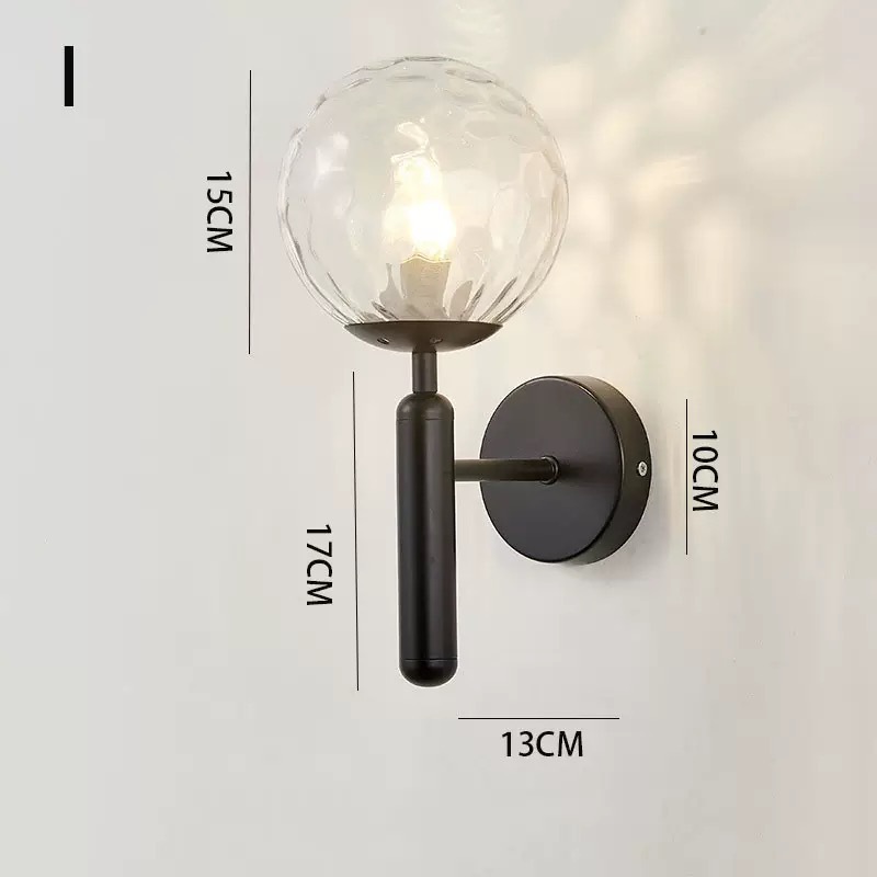 Lámpara de Pared Interior para Pasillo de Aluminio y Vidrio con Interruptor de Perilla para Dormitorio y Balcón