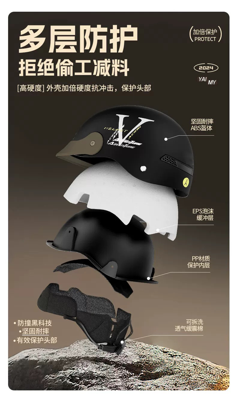 3C Certified Electric Motorcycle Helmet for Men, Summer Sun Protection, Breathable, All-Season Safety Helmet, Delivery Service