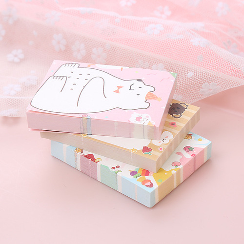 Note pad cute cartoon bear note paper creative stationery students tearable message pad note book wholesale