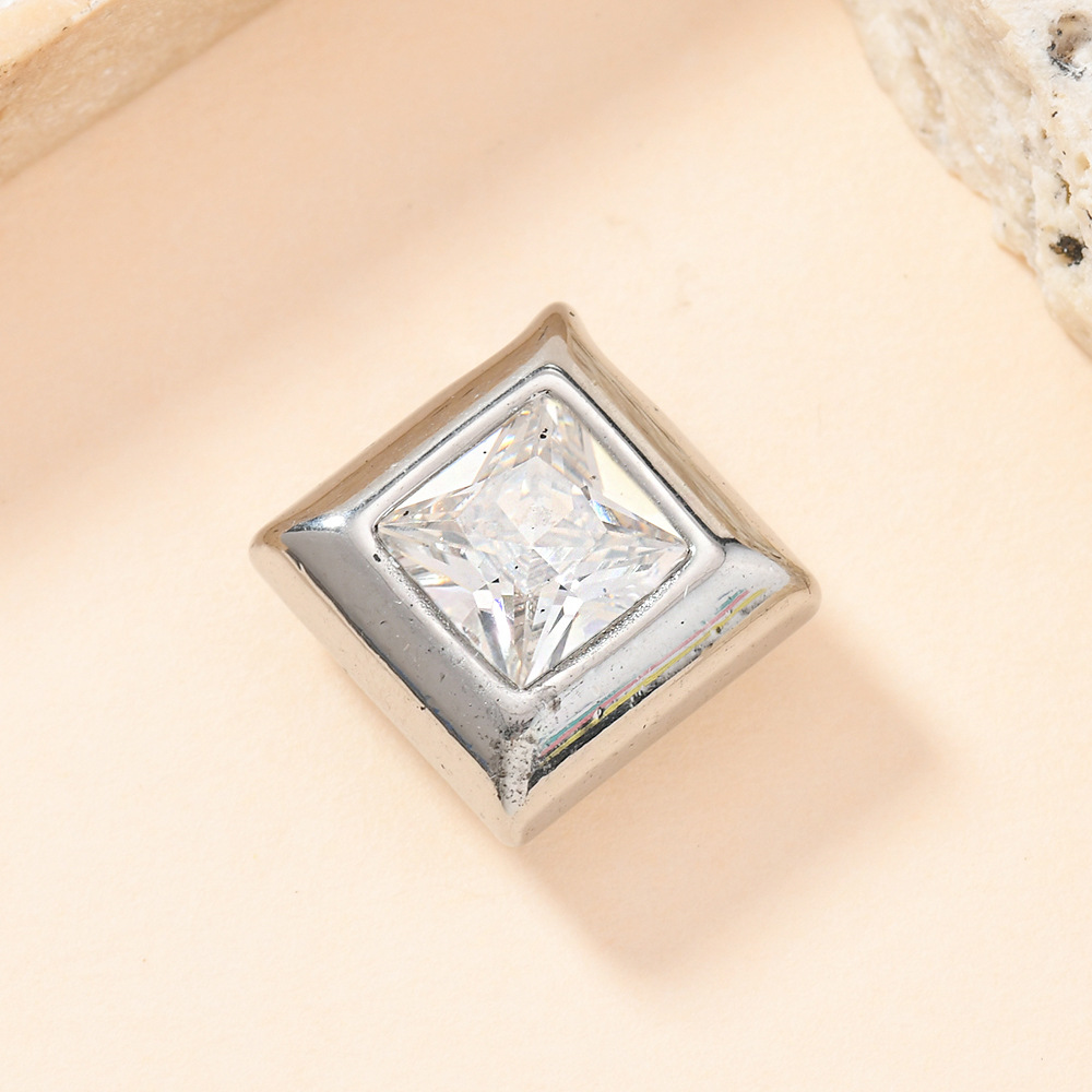 Un solo colgante de estilo europeo y americano joyas de acero inoxidable colgante cuadrado de zircón temperamento universal collar pulsera accesorios DIY