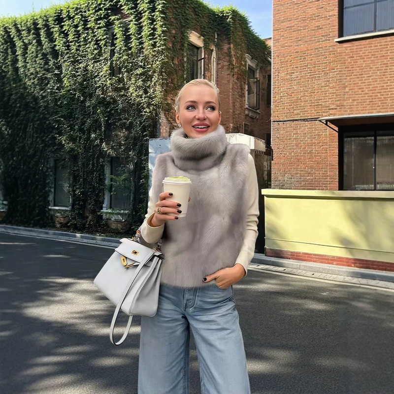 Amazon Aliexpress Cross-Border Foreign Trade Wholesale Spring and Autumn European and American Fashion Faux Fur Vest Women's Jacket