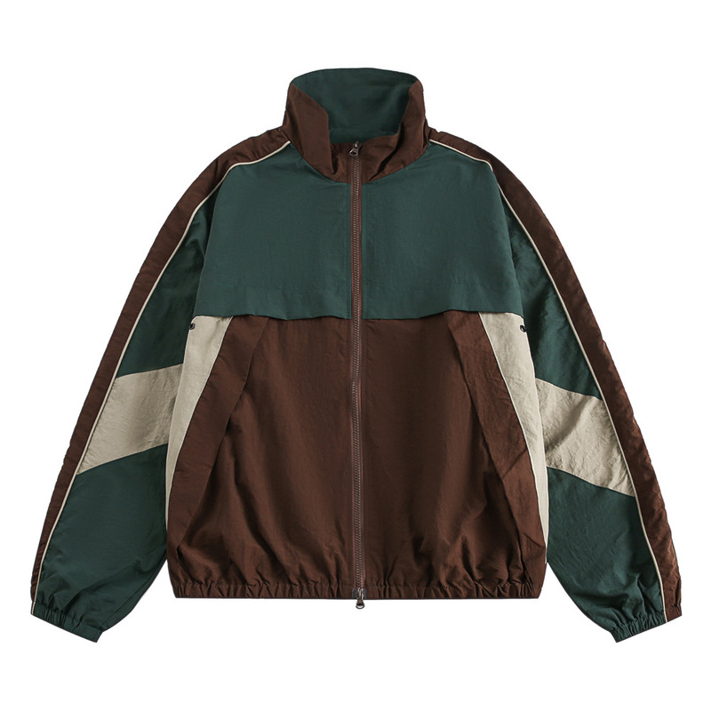 Mountain Outdoor Functional Water-repellent Contrast Color Stitching Tooling Jacket Jacket Men's and Women's Loose Vertical Collar Coach Jacket Mountain Outdoor Functional Water-repellent Contrast Color Stitching Tooling Jacket Jacket Men's and Women's Loose Vertical Collar Coach Jacket