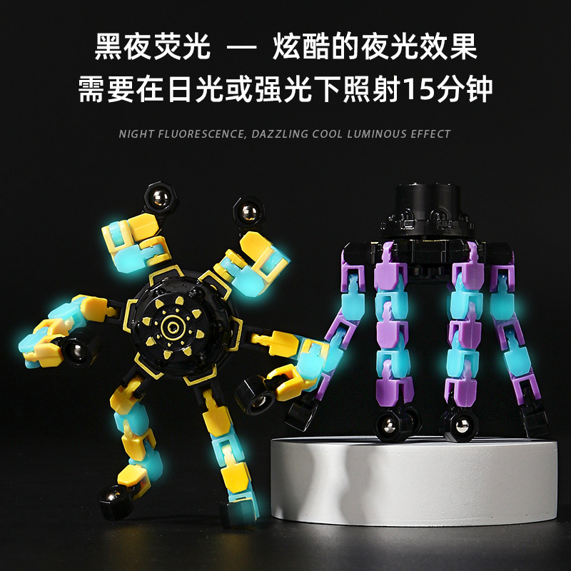 Gyro toy deformable and luminous educational mechanical fingertip finger rotation decompression children's boy toy