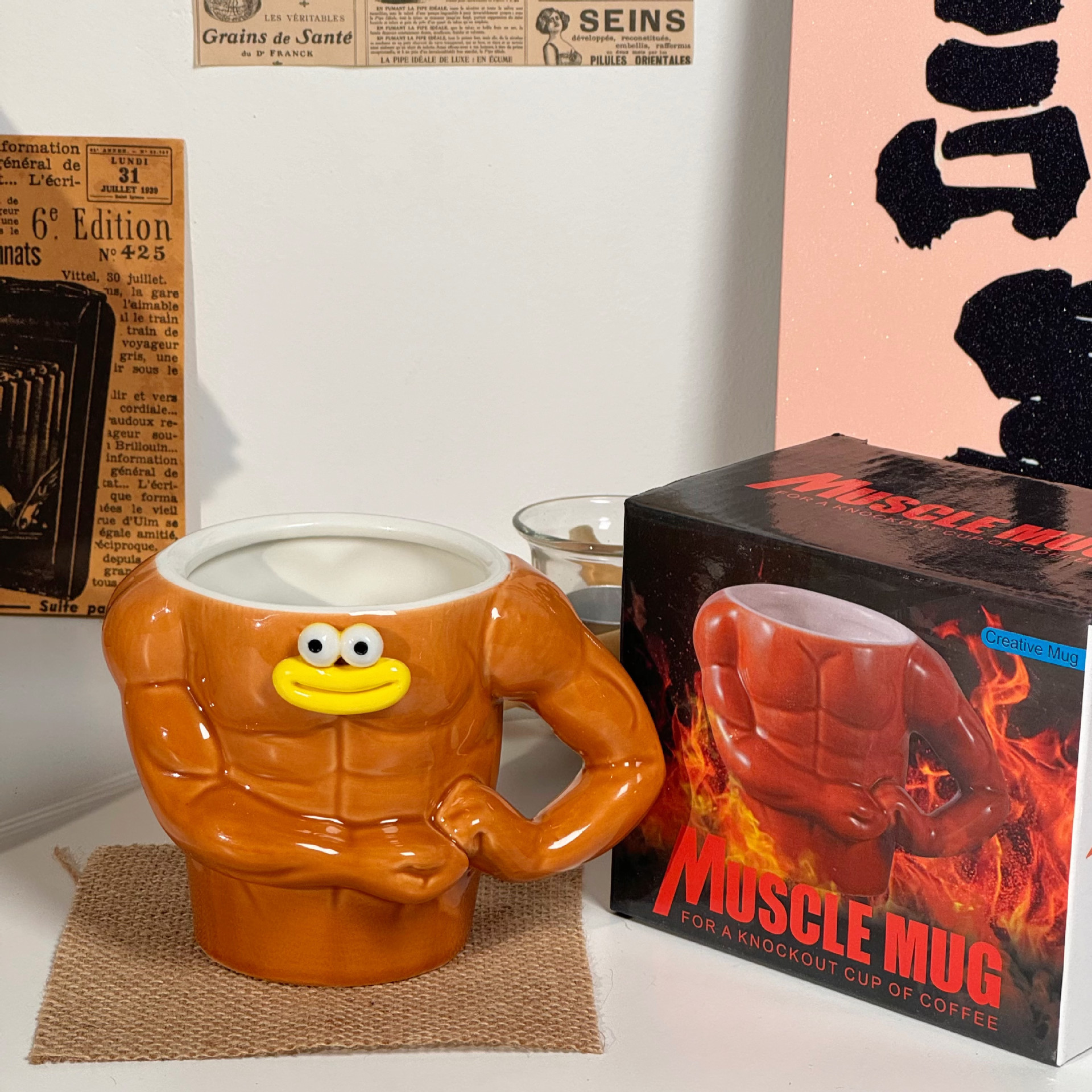 Funny Water Masculine Muscle Ceramic Coffee Tea Cup, Student Mug, Birthday Gift For Girls_voghion.com