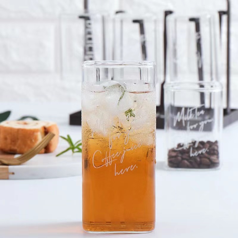 Nórdico cuadrado borosilicato vidrio hogar desayuno taza de leche boca cuadrada creativo bebida taza Jugo